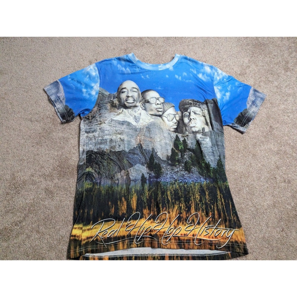 SMW Shirt Mens Large  Hip Hop History Tupac Biggie Nas Jay Z All Over Print AOP